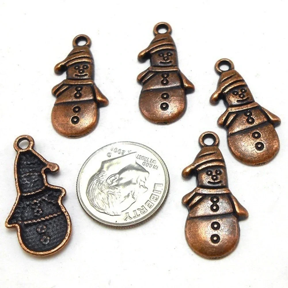 10pcs Snowman Charms, coppertone‎ metal charms for jewelry making